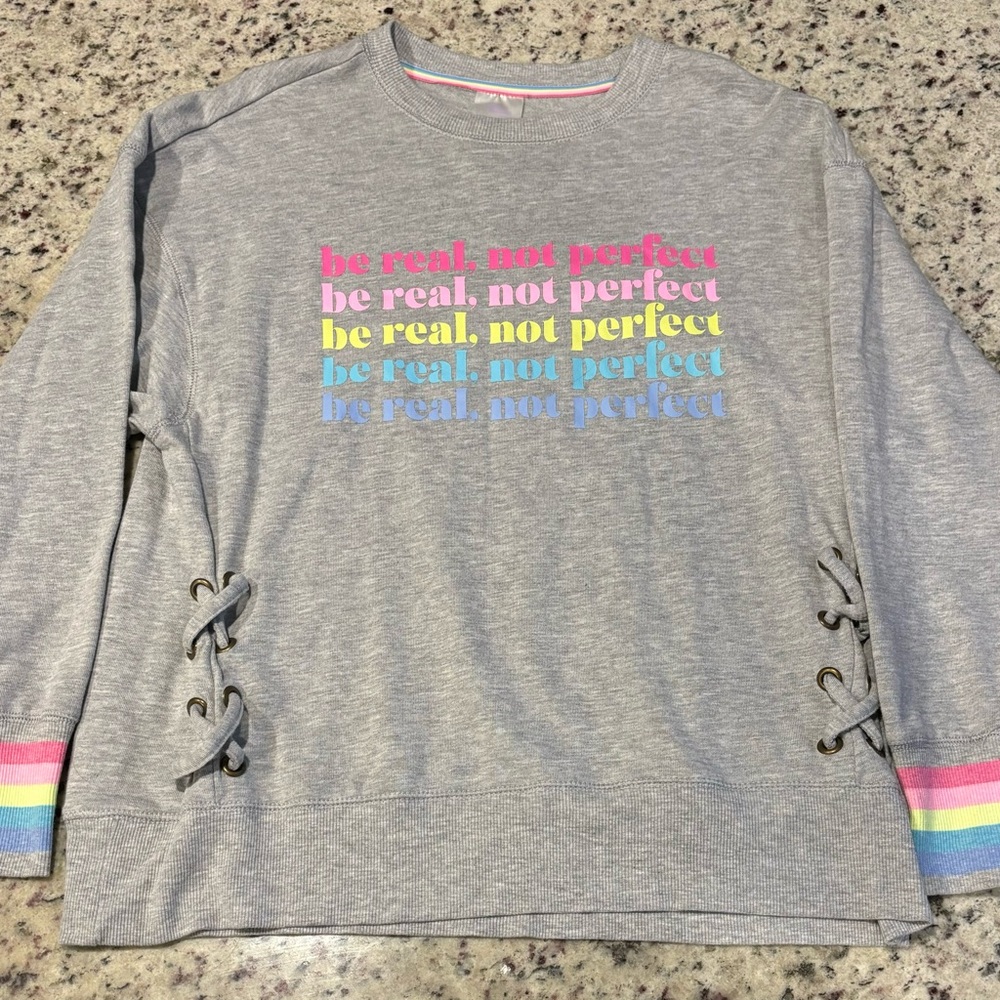 Secret Treasures Be Real, not Perfect sweatshirt/ sleepwear top size S - Picture 1 of 5